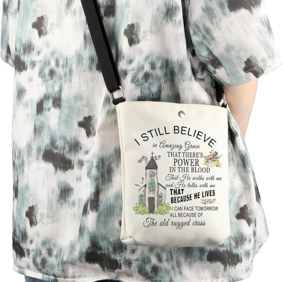 Durable Canvas Christian Crossbody Bag - Adjustable & Stylish 7.87in Design - Picture 3 of 6